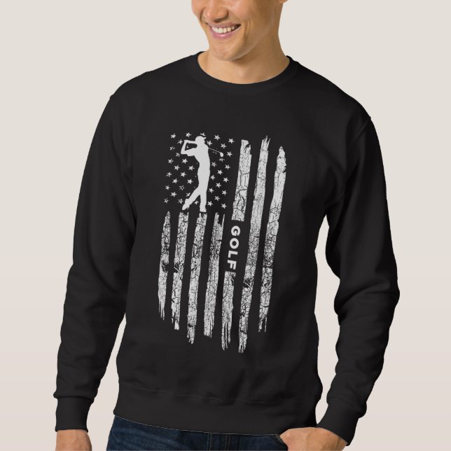 American Flag Golf Clothing Golfer Vintage Golf Sweatshirt (Front)