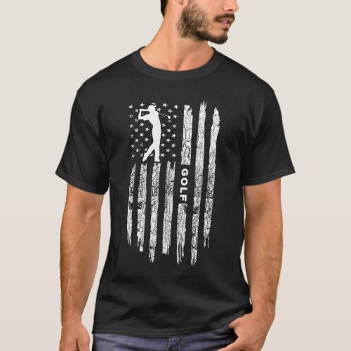 American Flag Golf Clothing Golfer Vintage Golf T_Shirt