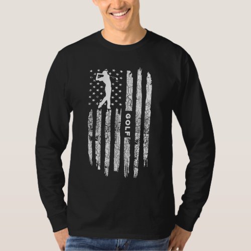 American Flag Golf Clothing Golfer Vintage Golf T_Shirt