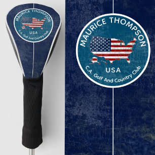 American Flag Golf Club Name U.S.A. Head Cover