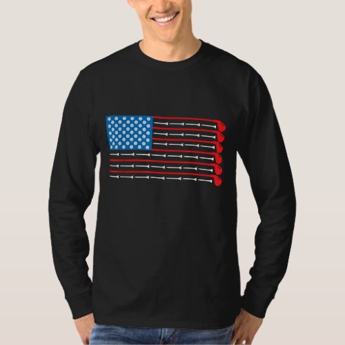 American Flag Golf Clubs Balls and Sports T_Shirt