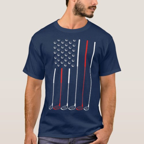 American Flag Golf Clubs Golf Stick Flag Gift T_Shirt