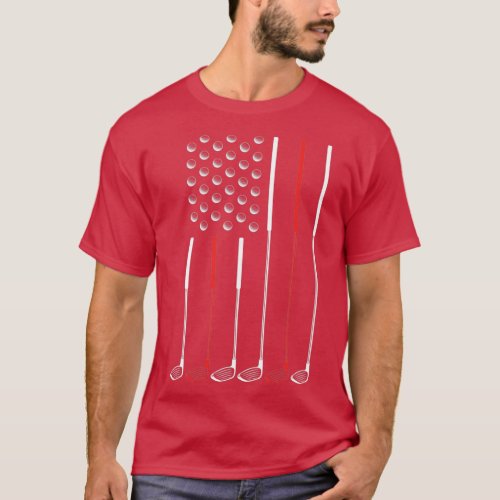 American Flag Golf Clubs Golf Stick Flag Gift T_Shirt