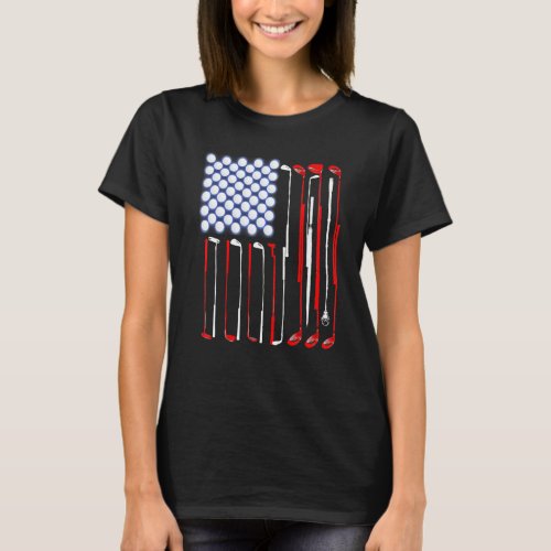American Flag Golf Clubs Golfing Fanatic Clothing  T_Shirt