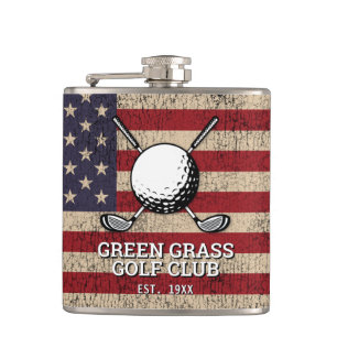 American Flag Golf Design Flask