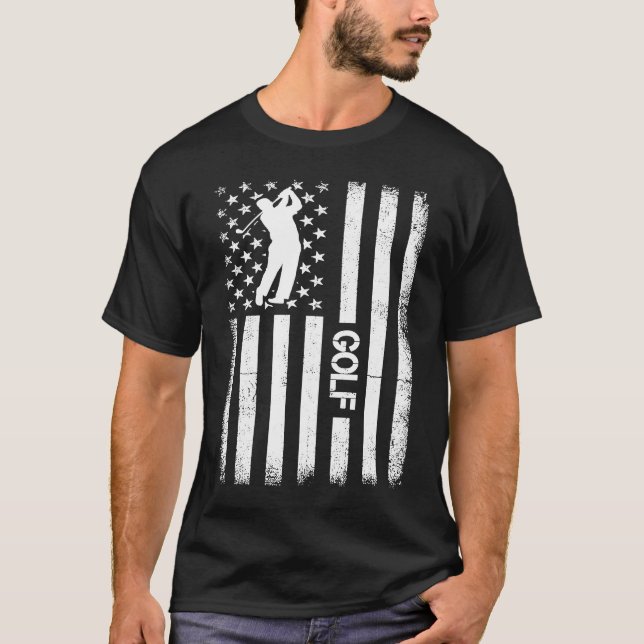 American Flag Golf For Golfer T-Shirt (Front)