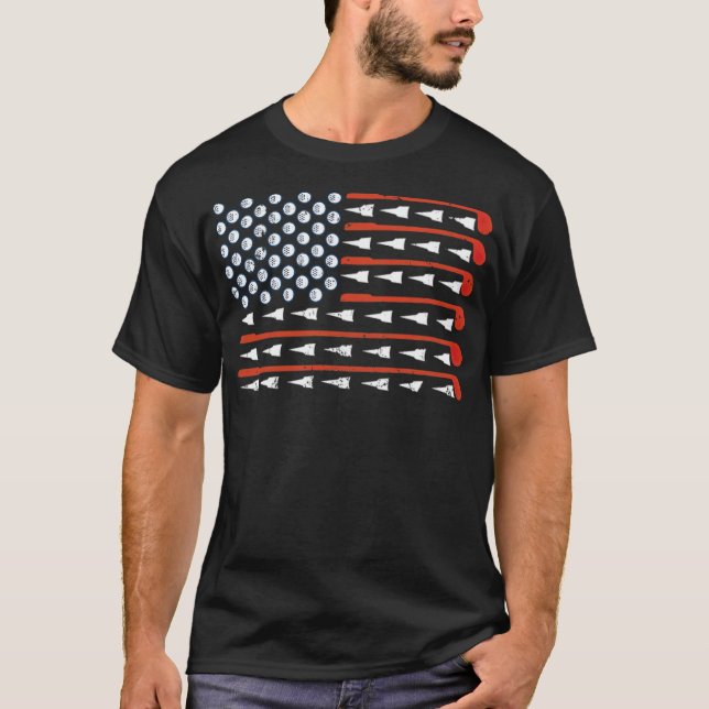 American Flag Golf Funny Golf Club golfgear  T-Shirt (Front)