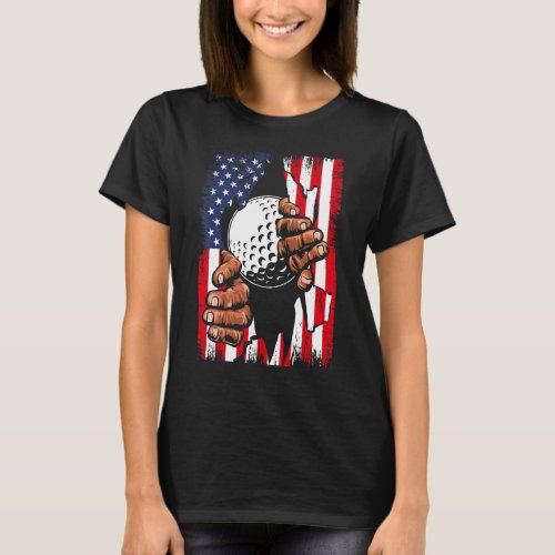 American Flag Golf Inside Me Patriotic Usa Golfer T_Shirt