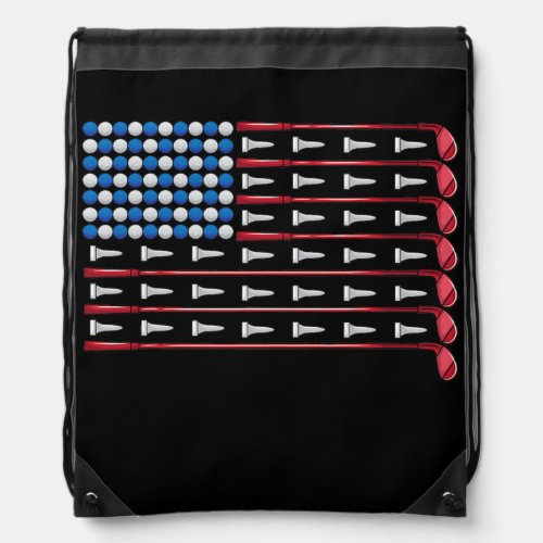 American Flag Golf July 4th Golf Patriotic Golf Drawstring Bag