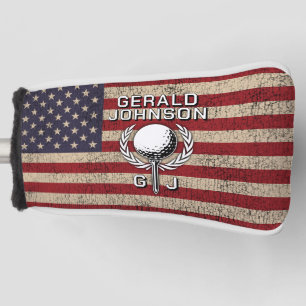 American Flag Golf Monogram Design Head Cover