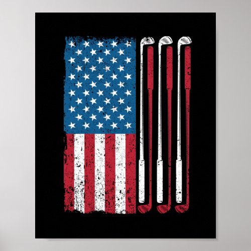 American flag golf player golfer funny poster