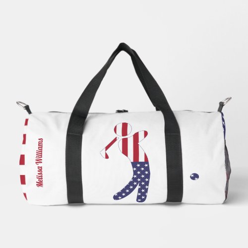American Flag Golf Player _ Personalized Duffle Bag