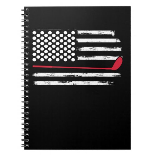 American Flag Golf Player USA 4th July Golfer Notebook