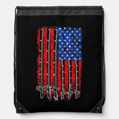 American Flag Golf Playing Lover Pride Amerian  Drawstring Bag