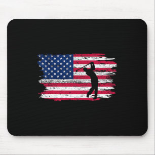 American Flag Golf Shirt 4th July Patriotic Golfer Mouse Pad