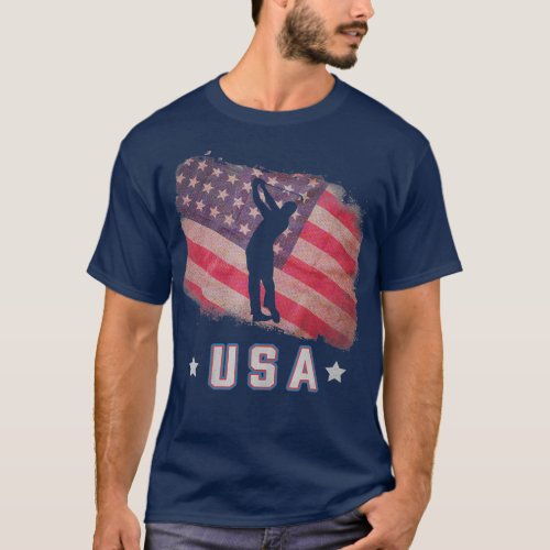 American Flag Golf Team Stars and Stripes T_Shirt
