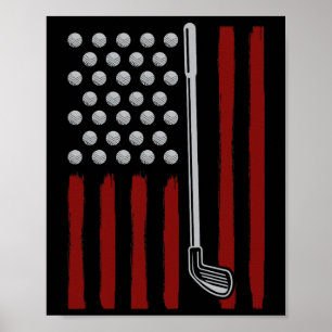 American Flag Golfer 4th Of July Men Golf American Poster