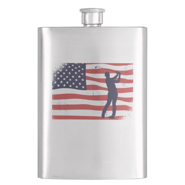 American flag Golfer Flask (Front)