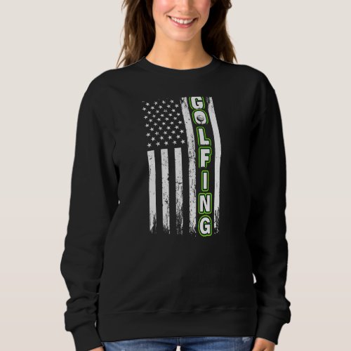 American Flag Golfing Vintage Fun Golf   Golf Sweatshirt