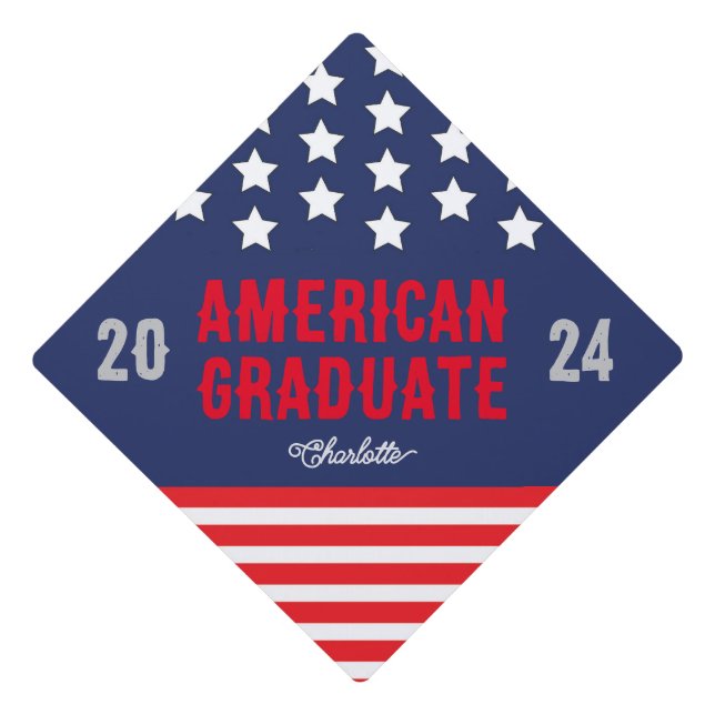 American Flag Graduation Cap Topper (Front)