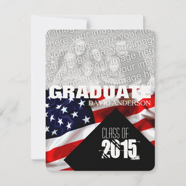 American Flag Graduation Class of 2018 Invitation (Front)