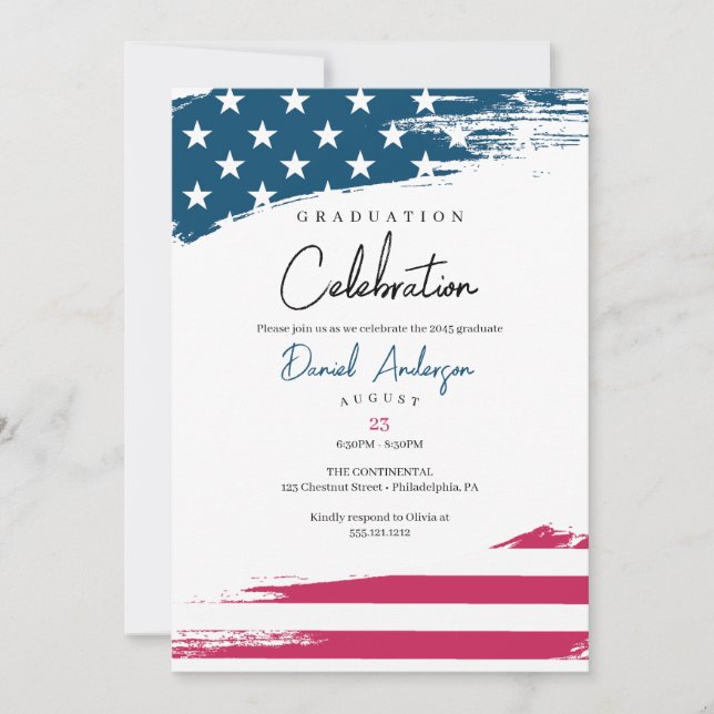 American Flag Graduation Party Invitation (Front)