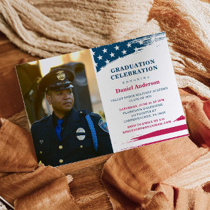 American Flag Graduation Party Invitation Military