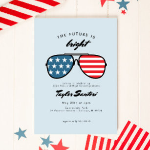 American Flag Graduation Party Sunglasses Future Invitation