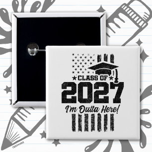 American Flag Graduation Senior Class of 2027 Button