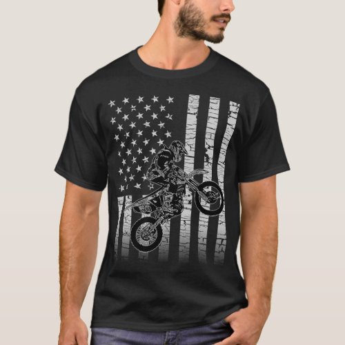 American Flag Graphic Motocross Dirt Bike T_Shirt