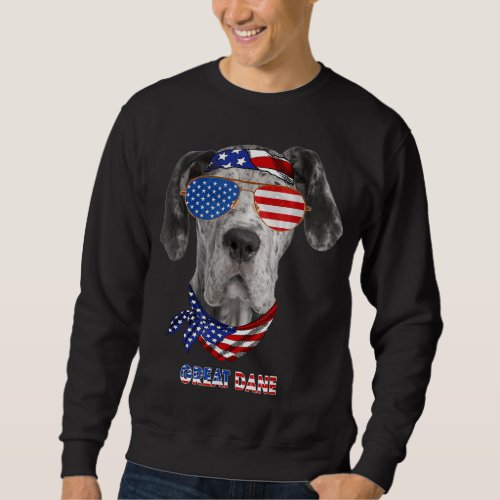 American Flag Great Dane Dog Lover Gifts Sweatshirt
