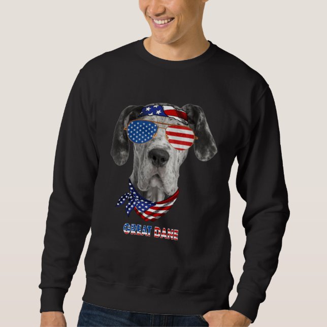 American Flag  Great Dane Dog Sweatshirt (Front)