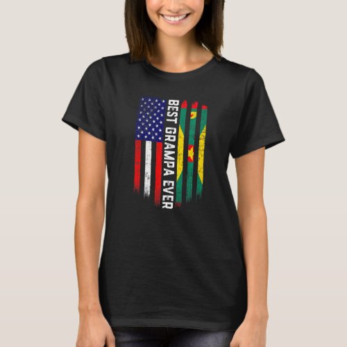 American Flag  Grenada Flag Best Grampa Ever Fami T_Shirt