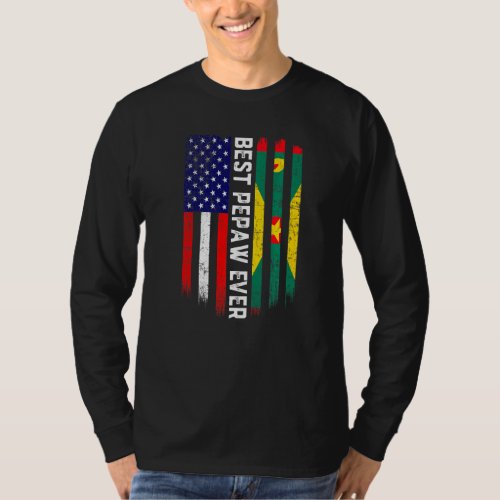 American Flag  Grenada Flag Best Pepaw Ever Famil T_Shirt