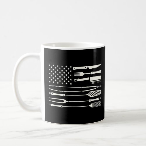 American Flag Grilling Griller Barbecue Chef Coal  Coffee Mug