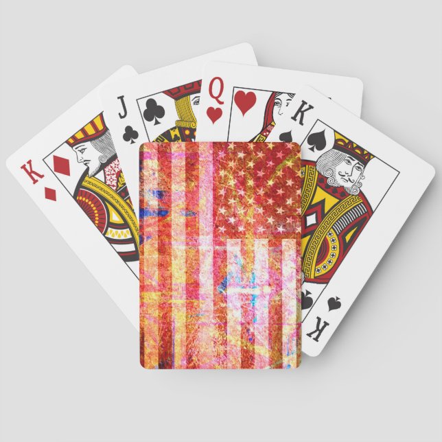 American Flag Grunge Art #2 Poker Cards (Back)