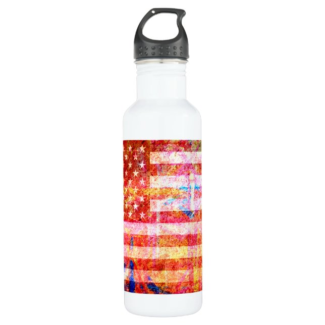American Flag Grunge Art #2 Water Bottle (Front)