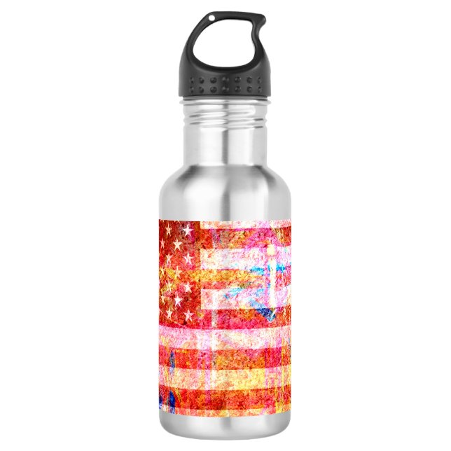 American Flag Grunge Art #2 Water Bottle (Front)