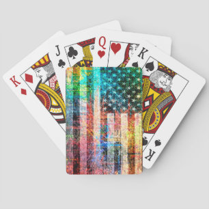 American Flag Grunge Art #3 Poker Cards