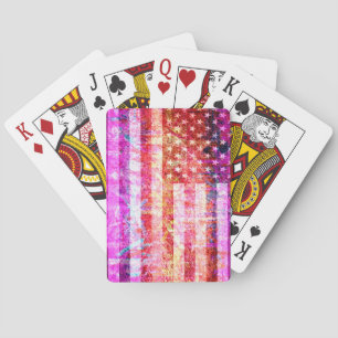 American Flag Grunge Art #4 Poker Cards