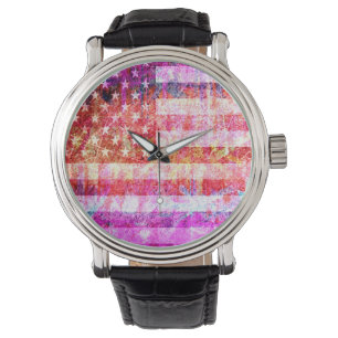 American Flag Grunge Art #4 Watch