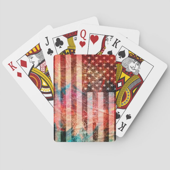 American Flag Grunge Art #5 Poker Cards (Back)