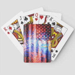 American Flag Grunge Art Poker Cards