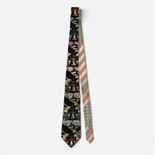 American Flag Grunge Bald Eagle Patriotic  Neck Tie