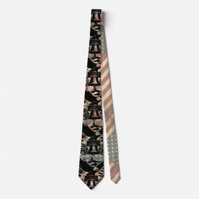 American Flag Grunge Bald Eagle Patriotic  Neck Tie (Front)