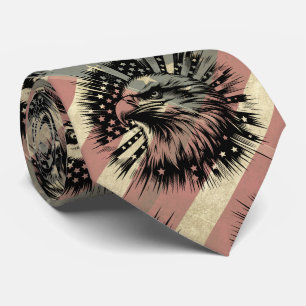 American Flag Grunge Bald Eagle Patriotic Neck Tie