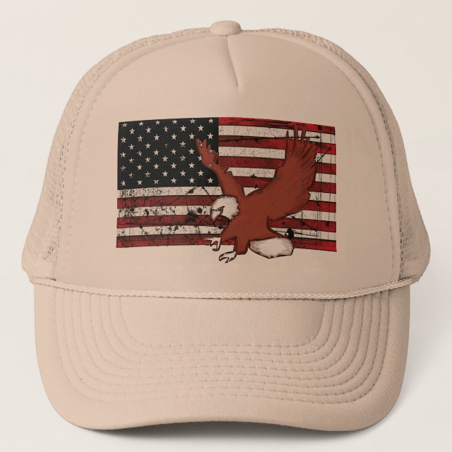 American flag grunge eagle patriotic hat (Front)