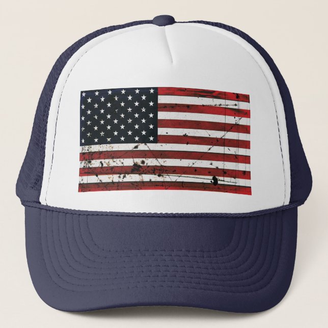 American flag grunge paint hat (Front)
