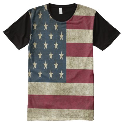 American Flag Grunge Style All-Over-Print Shirt