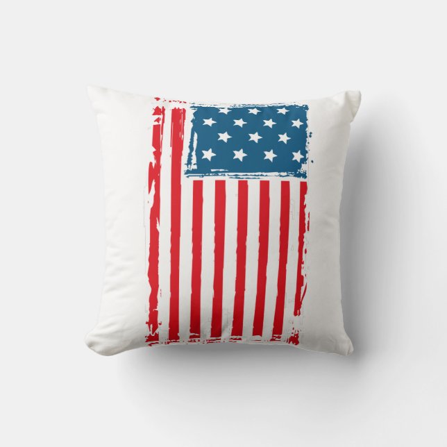 American Flag Grunge Vintage Tshirt Throw Pillow (Front)